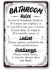 1Pc Funny Bathroom Rules Metal Tin Sign 8x12 Inch, Humorous Retro Wall Decor Gift - Kitchen Decor, Pre - Metal Wall Art, Vintage Metal Signs, Wall Decor, Rustic Metal Art, Cool Metal Signs, Man Cave Decor, Garage Signs, Classic Unique Wall Art