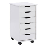 LinonCasimer 6-Drawer Rolling Home Office Storage Cart, White