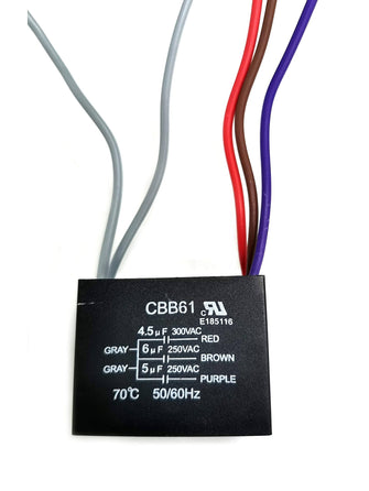 New Ceiling Fan Capacitor CBB61 4.5uF + 6uf + 5uf 5 Wire 250V