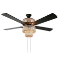 River of Goods Glam 52 inch Width Crystal Double - lit LED Ceiling Fan, Amber